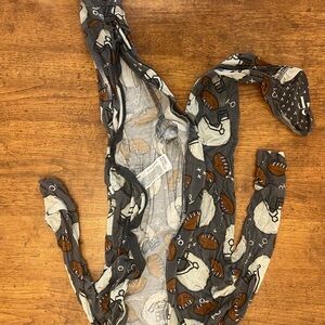 Football Print Gray Onesie Pajamas